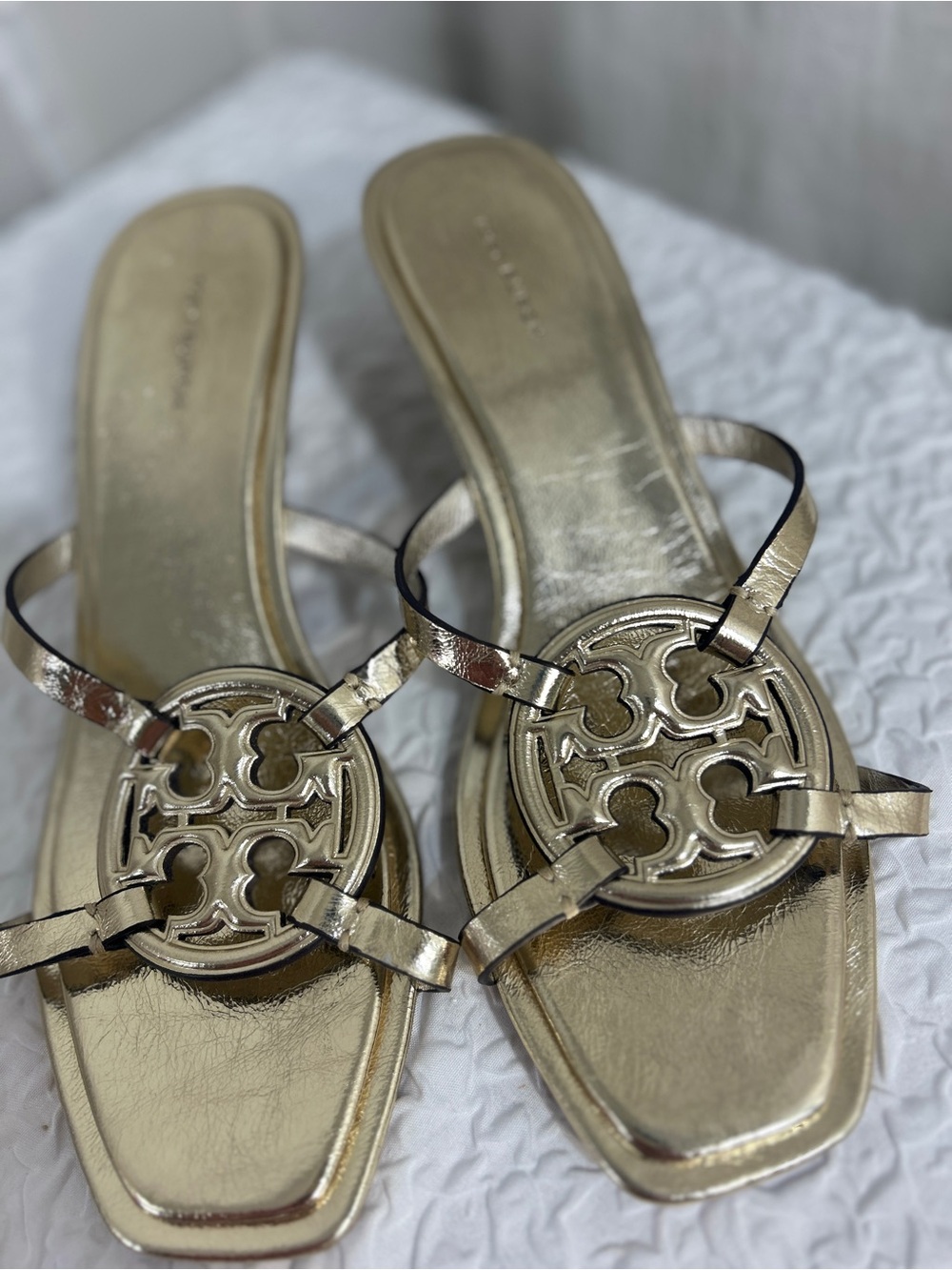 Tory Burch Metallic Gold Leather Sandals Size 10